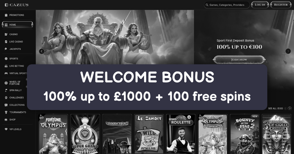 Cazeus Casino welcome bonus